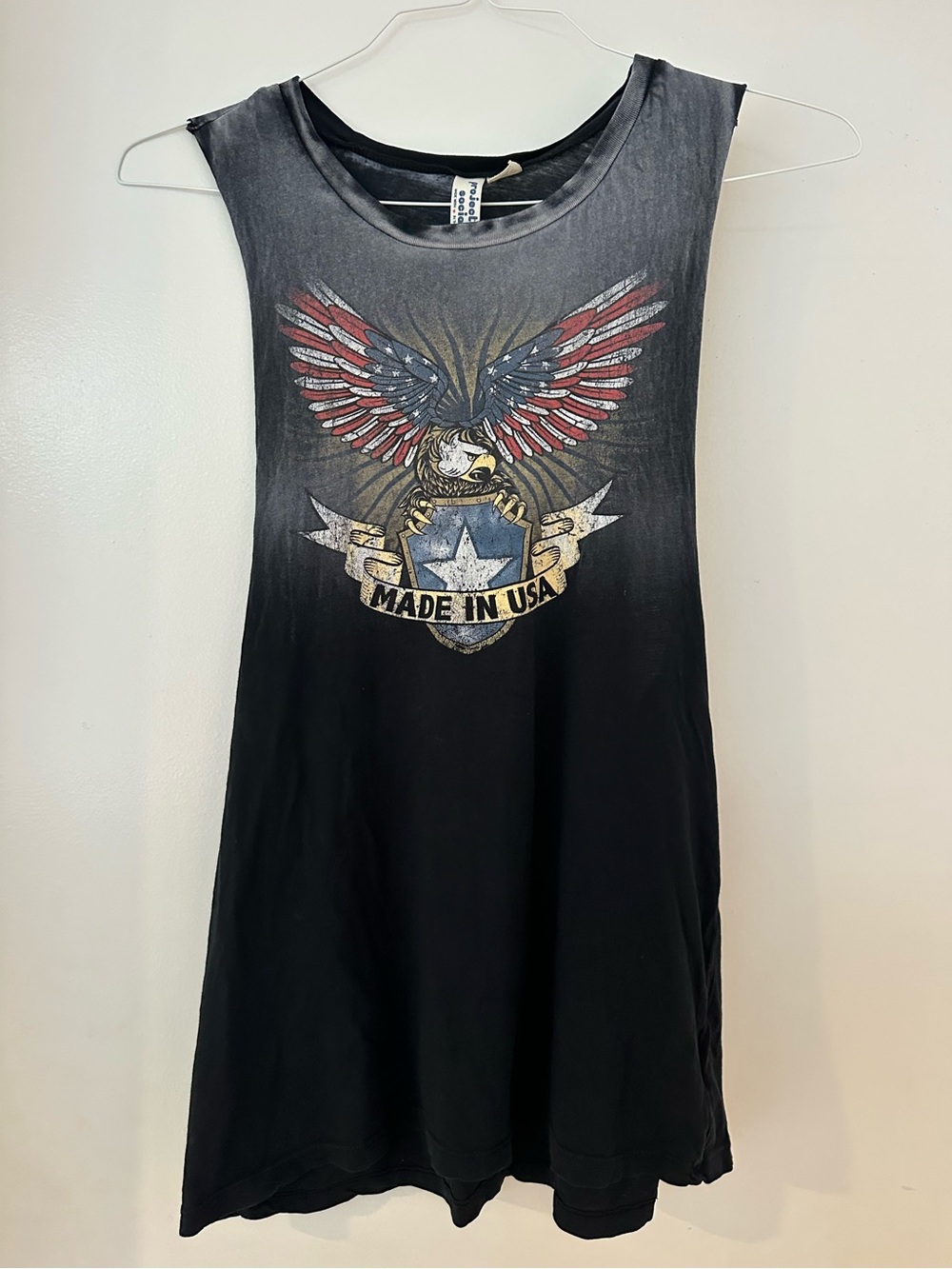 Made in USA Eagle Graphic Black Muscle Tank Top Small